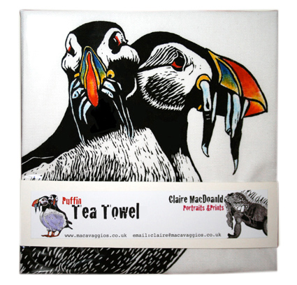 puffin tea towel